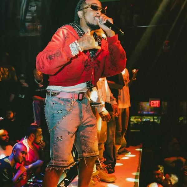 Quavo Rocking The Vandal Cross Denim Jorts!