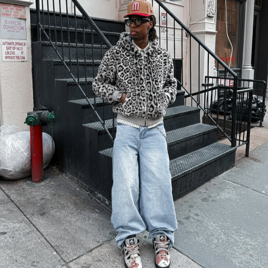 REVERSIBLE LEOPARD ZIPUP