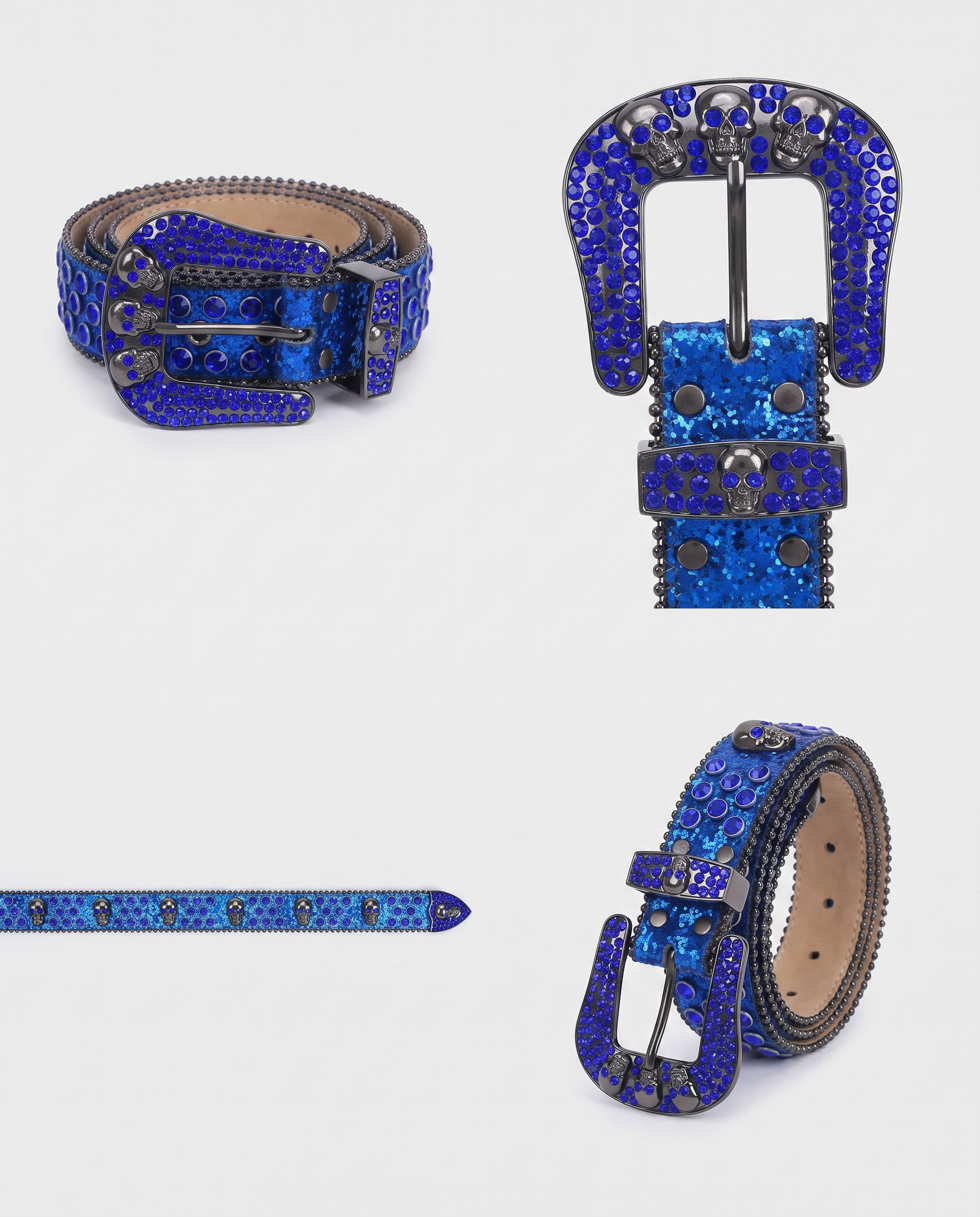 SKULL GEM BELT - DARK BLUE