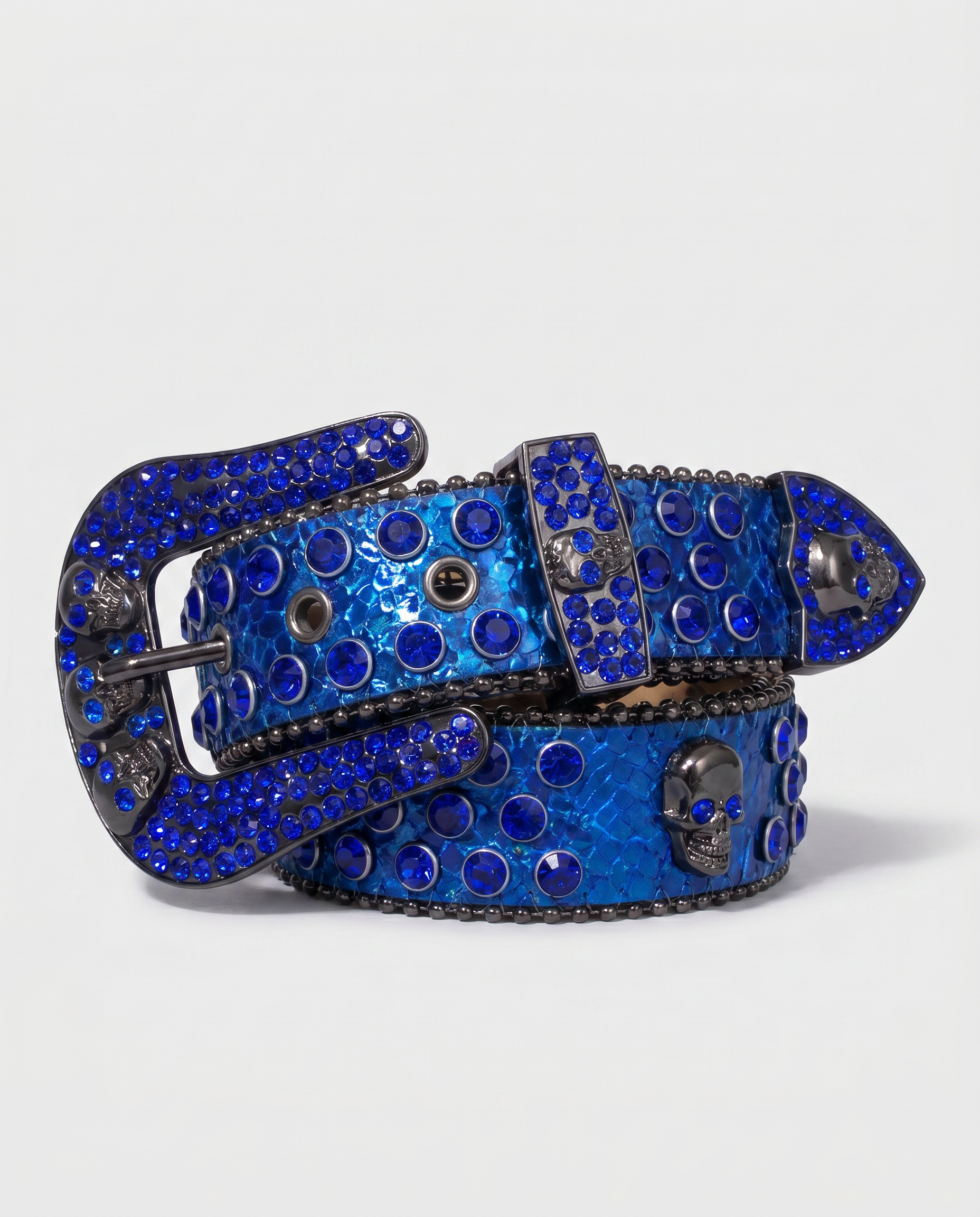SKULL GEM BELT - DARK BLUE