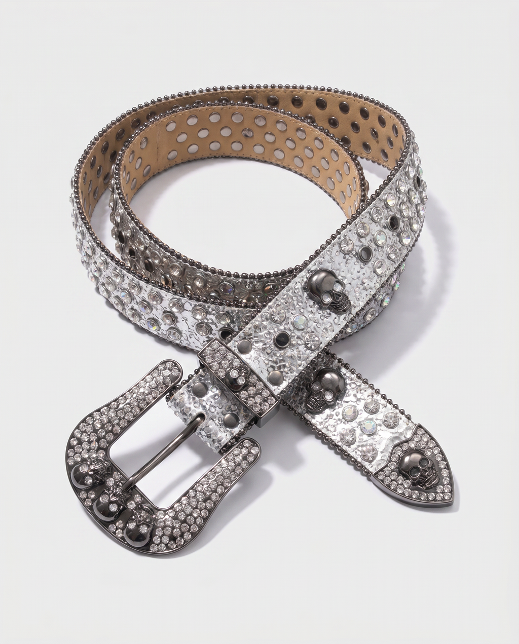 SKULL GEM BELT - SILVER