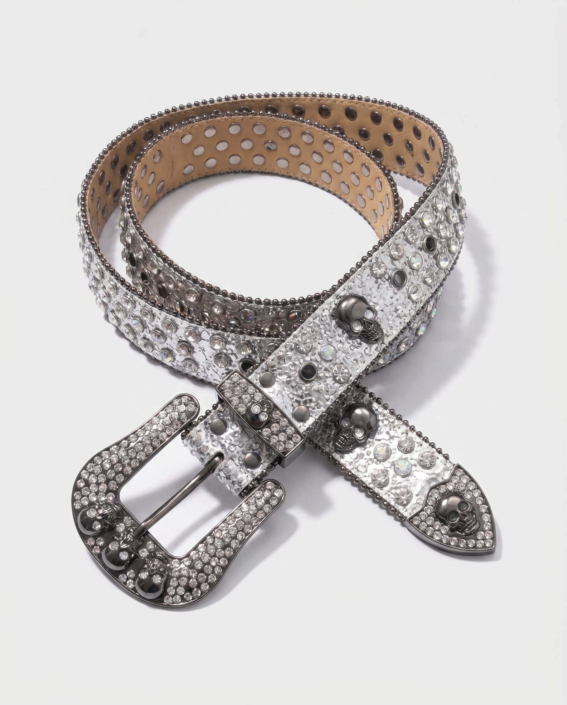 SKULL GEM BELT - SILVER