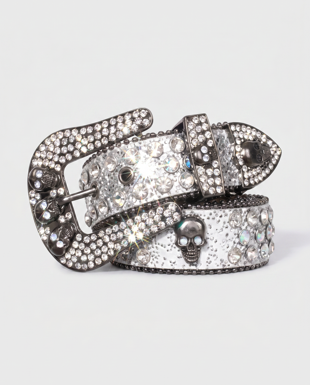 SKULL GEM BELT - SILVER
