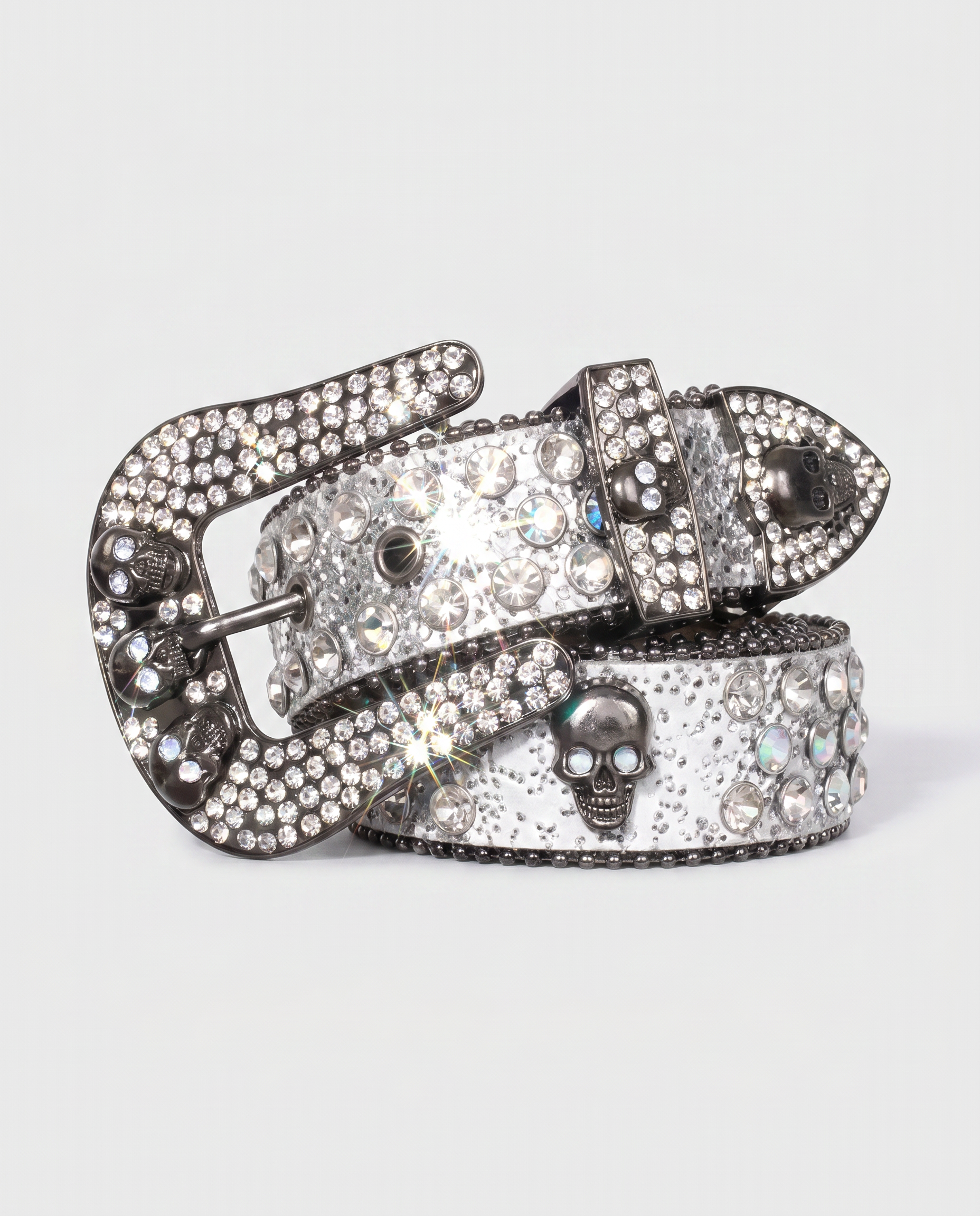 SKULL GEM BELT - SILVER