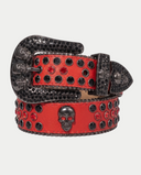 SKULL GEM BELT - RED