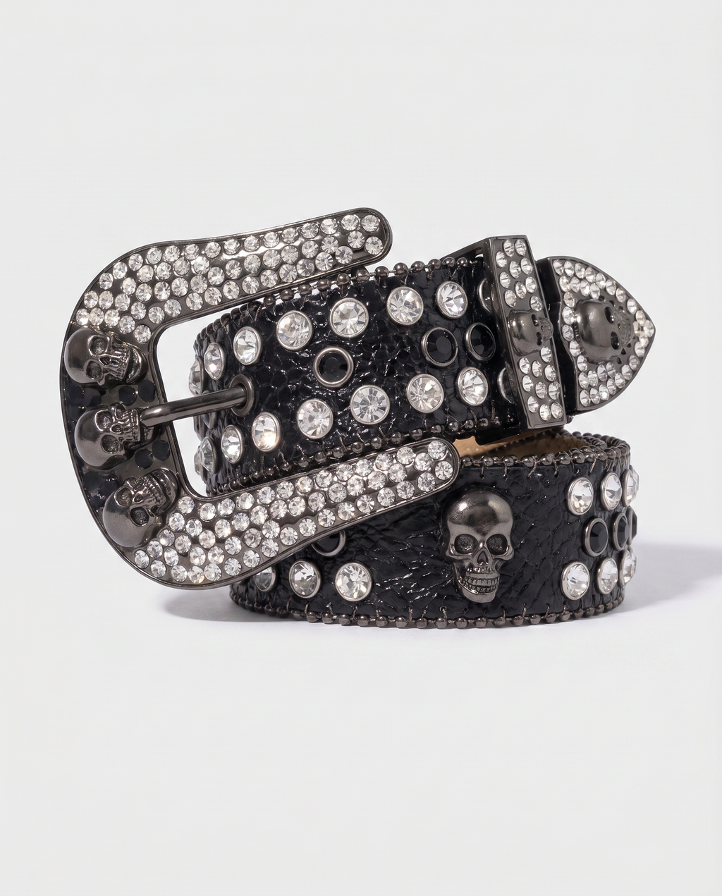SKULL GEM BELT - BLACK
