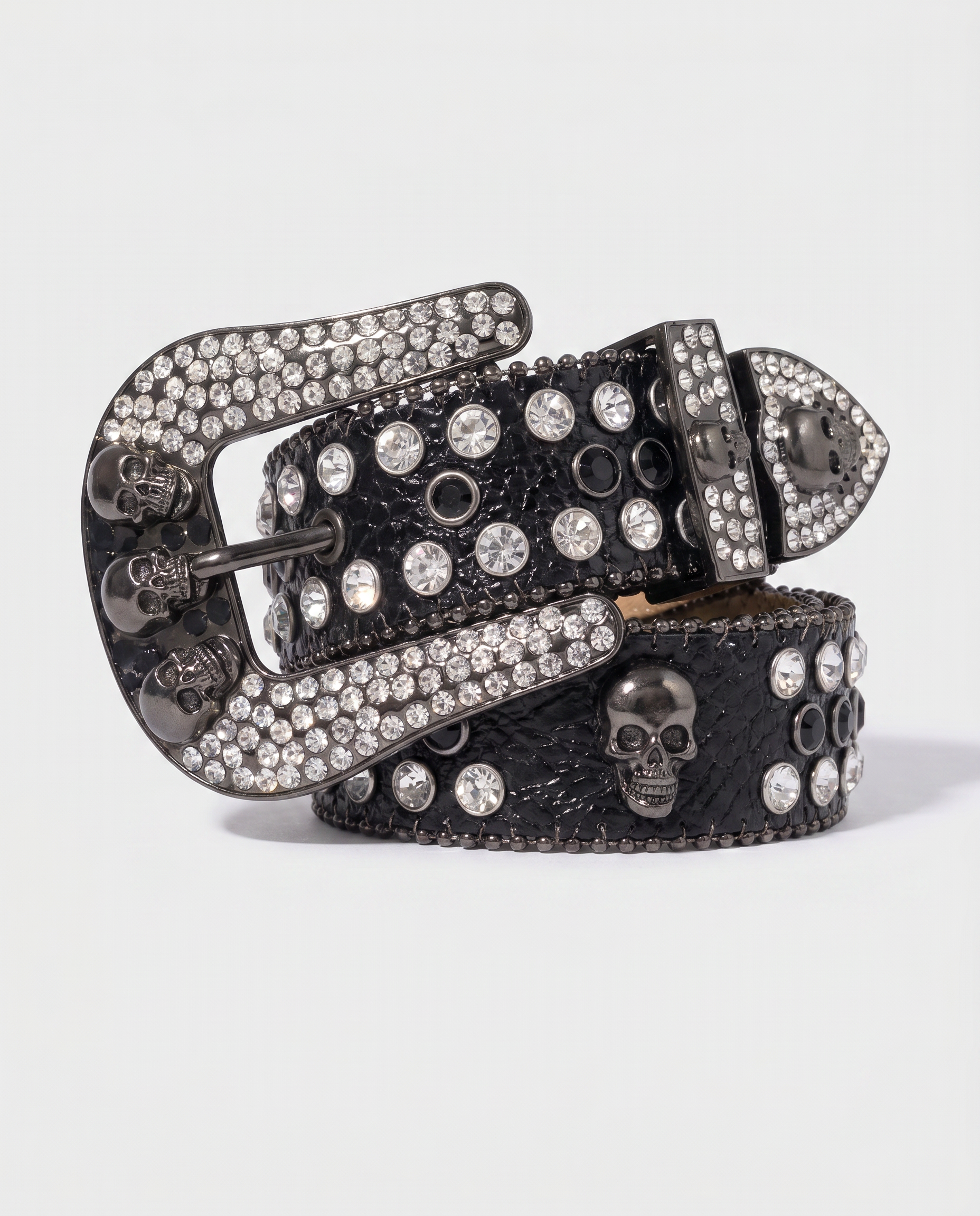 SKULL GEM BELT - BLACK
