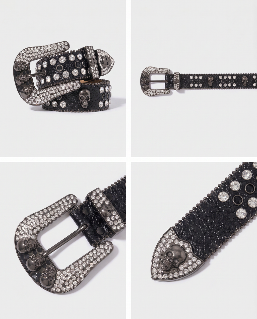 SKULL GEM BELT - BLACK