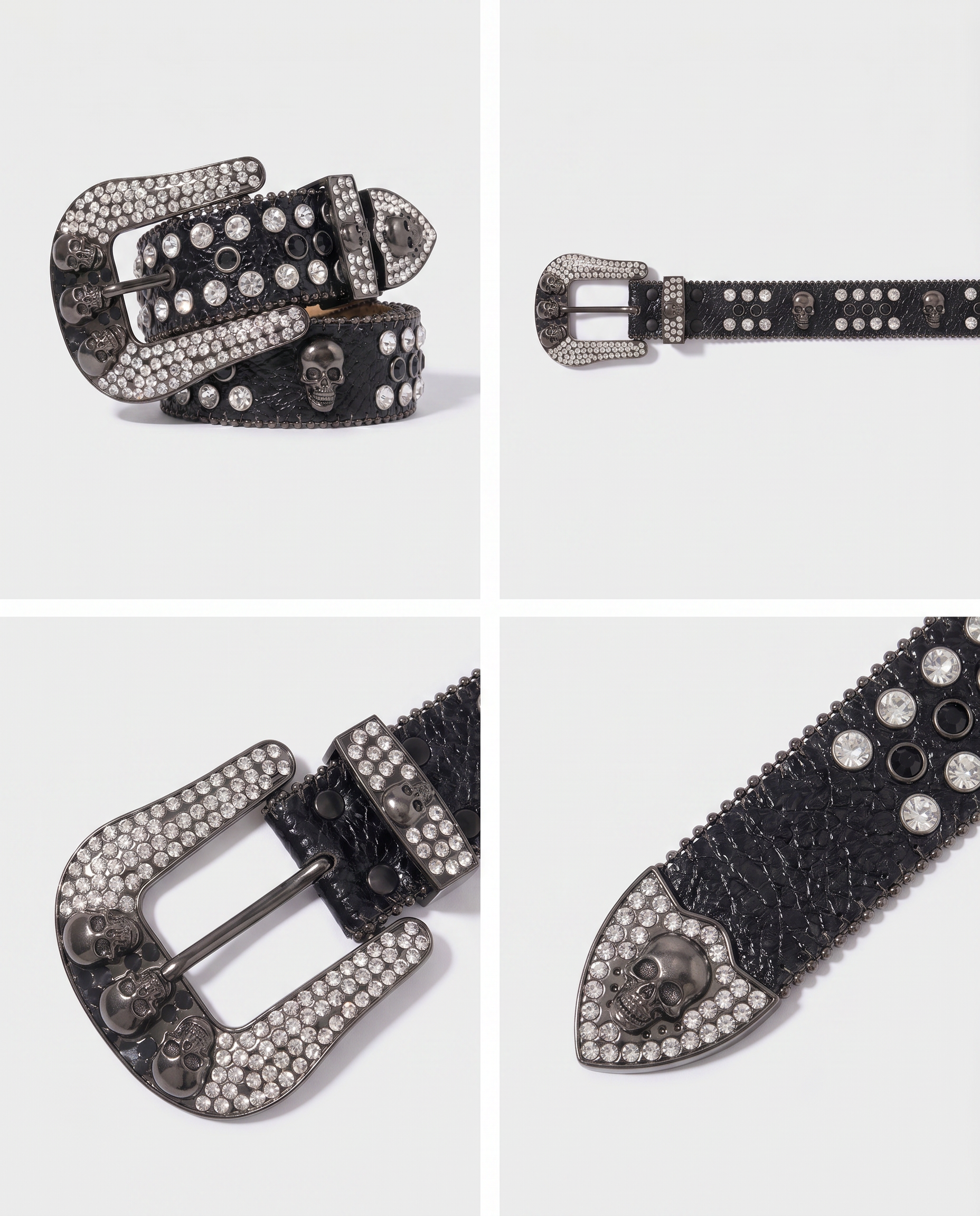 SKULL GEM BELT - BLACK