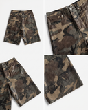 LEATHER CAMO SHORTS